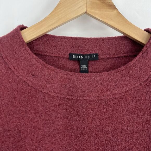 Eileen Fisher Sweater Size XL Womens Maroon Boiled Wool Mock Neck Tunic Top - Picture 3 of 12